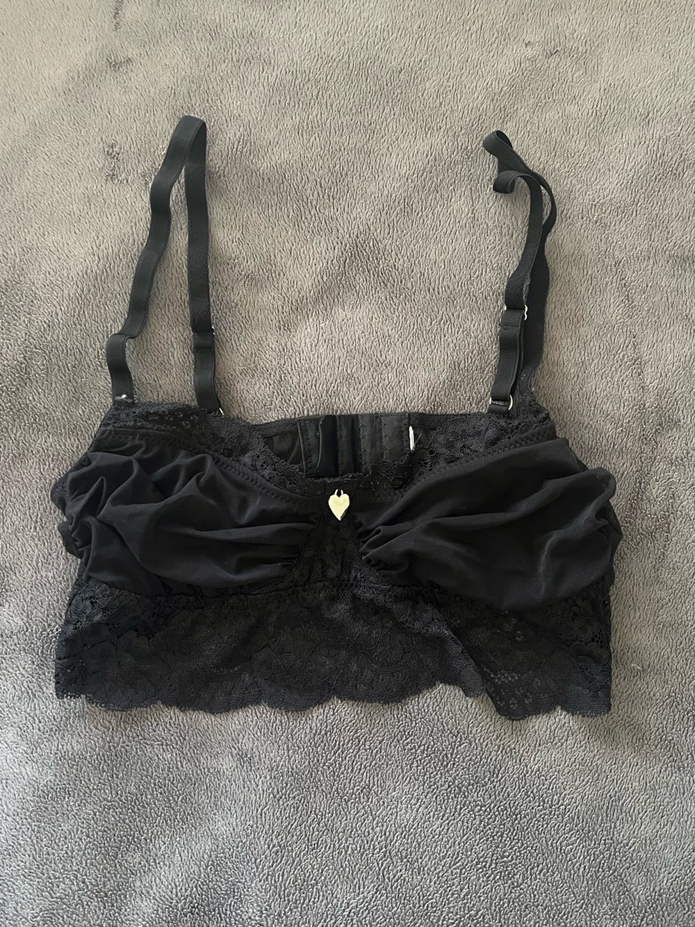 PacSun Black Lace Bralette with Heart Accent